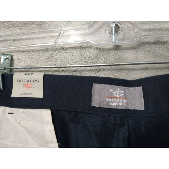 Dockers Pants Mens 40x32 Blue Comfort Khaki Relaxed Fit Pleated Cuffed D4 - Picture 10 of 12